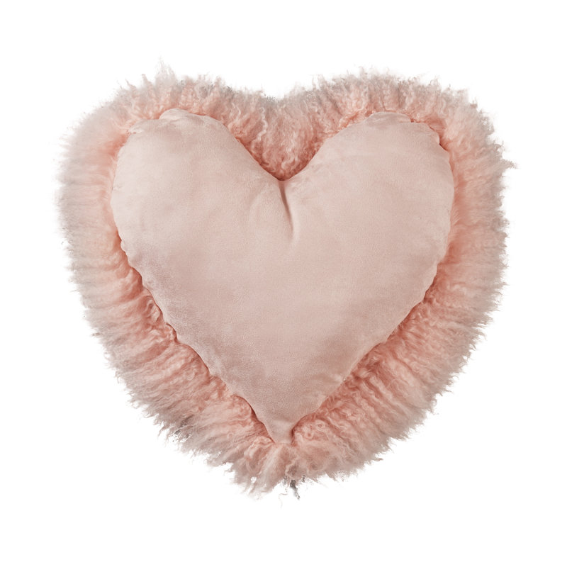 Mongolian Lamb Pillows Throw Pillow, Rose