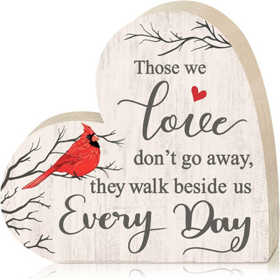 Sympathy Gift Memorial Wooden Heart For Loss Of Loved One Remembrance Bereavement Decor Condolence Sign For Grief Father Mother Son Brother, 6. 3 X 6 X 0. 7 Inches(cardinal Style)