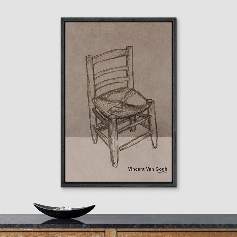 La chaise par Vincent Van Gogh - peinture sur toile, H 36 po x l 24 po x P 1,5 po, Cadre noir