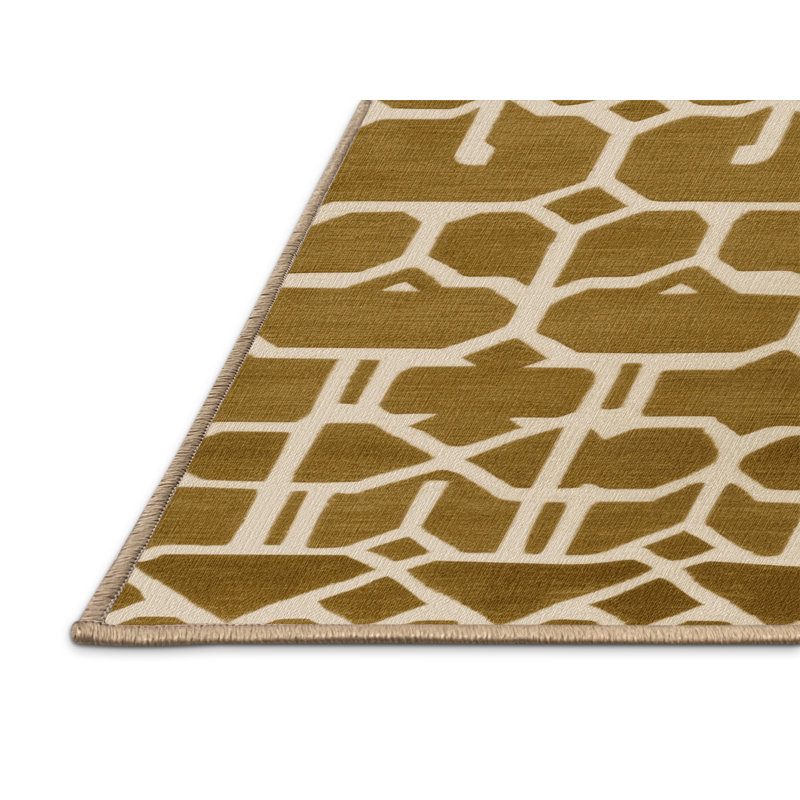 Machine Washable Trellis Brown Area Rug, Square 5'