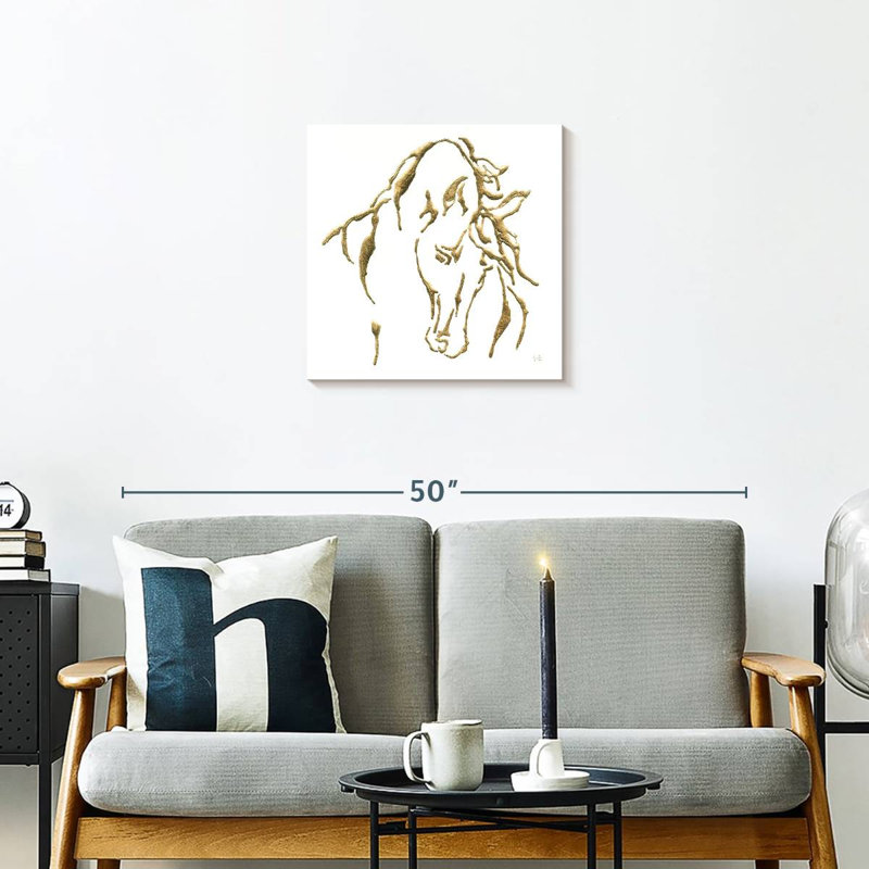 Brampt Gilded Stallion On White, 20" H x 20" W