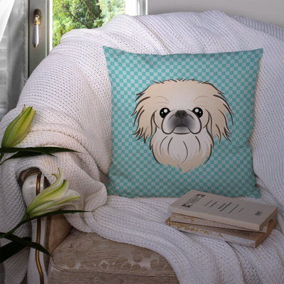 Coussin décoratif intérieur/extérieur pékinois damier