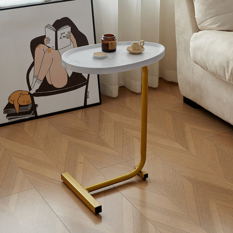 Table d'appoint blanche - S'adapte bien aux meubles avec une extrémité compacte de 4,68 lb pour les petits espaces et une structure en métal de 23,42 po de hauteur