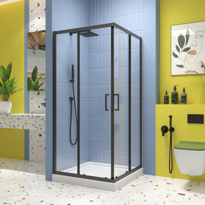 Porte de douche à pivot, avec verre trempé de 1/4 po, 34,75 po x 72 po