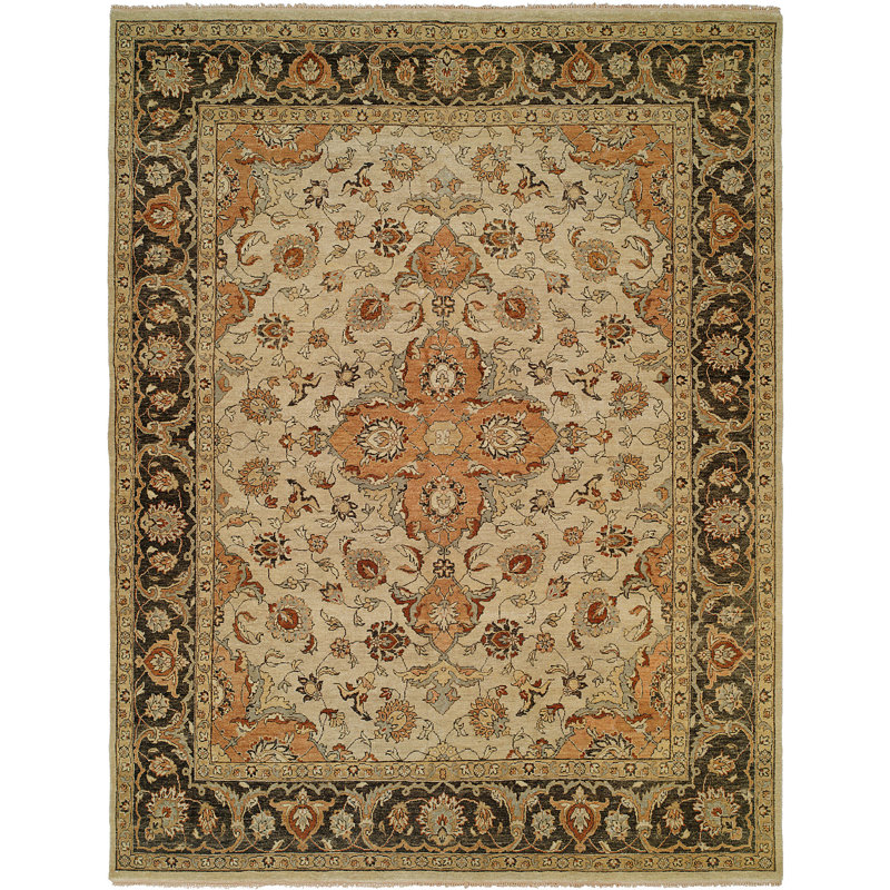 Athina Wool Oriental Area Rug in Beige/Brown, Rectangle 2' x 3'