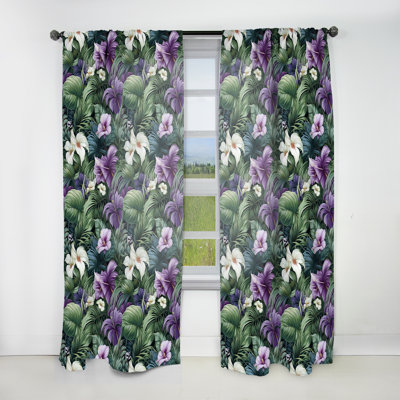 Palm Enchantment Tropical Pattern - Floral Curtain - Velvet Room Darkening - 1 panel