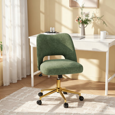 Fauteuil de bureau rembourré avec accoudoirs, hauteur réglable et base dorée Modern