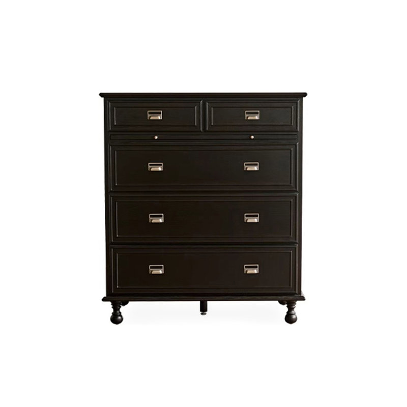 Commode noire chic avec tiroirs en métal