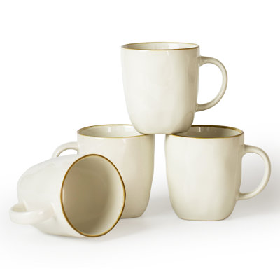 Ensemble de 4 tasses à café en grès 13 oz Leny
