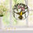 10"H Hummingbird and Hibiscus Round Stained Glass Window Panel