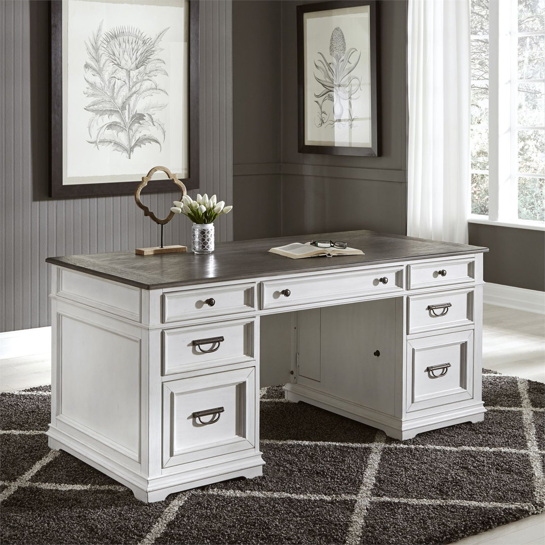 Beatriz Jr. Executive Desk w/ Locking File Storage Drawers Laurel Foundry Modern Farmhouse®
