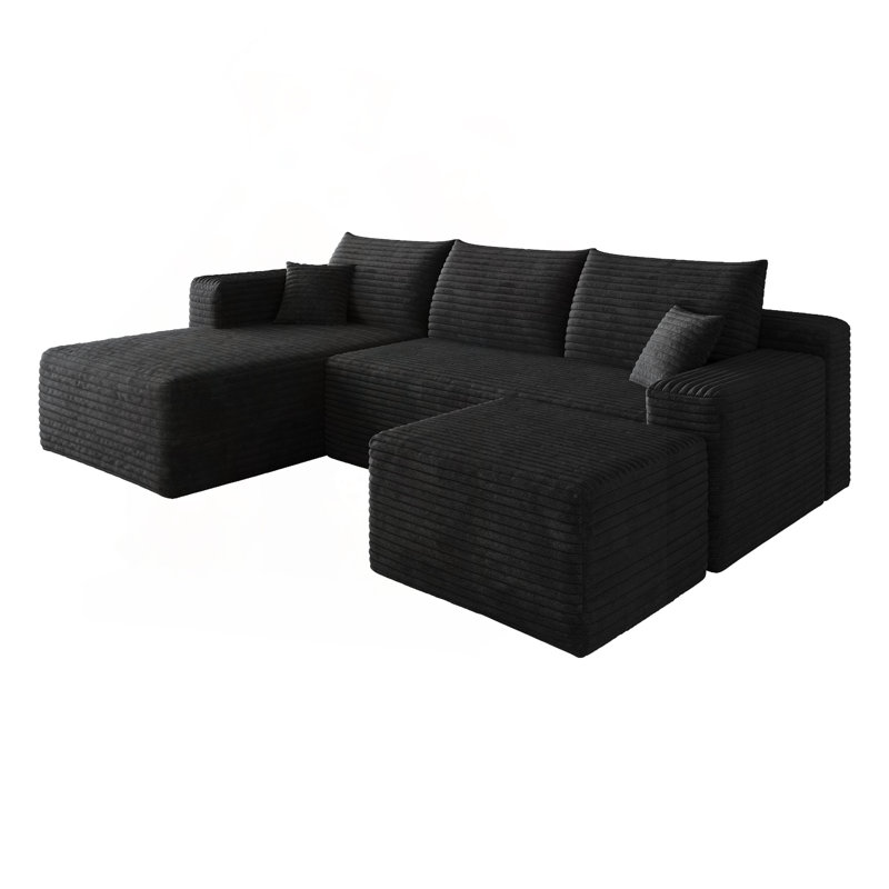 Canapé modulaire 95 "avec repose-pieds Cloud, Black 