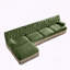 Canapé Chesterfield 135 en L en velours avec jupe à pampilles-940351152