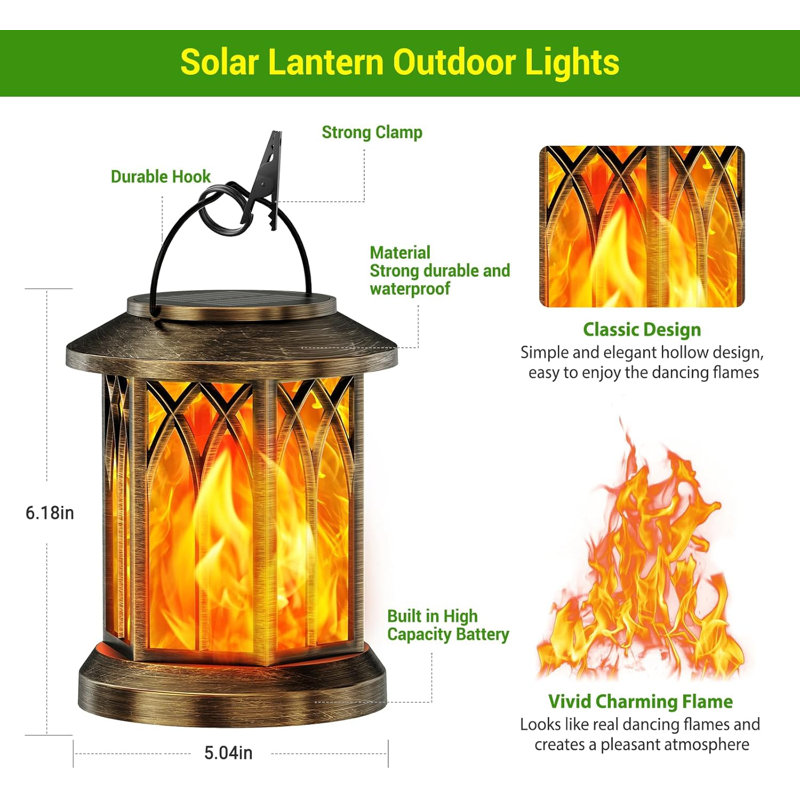 6.18'' Solar Powered Integrated LED Outdoor Lantern, Copper