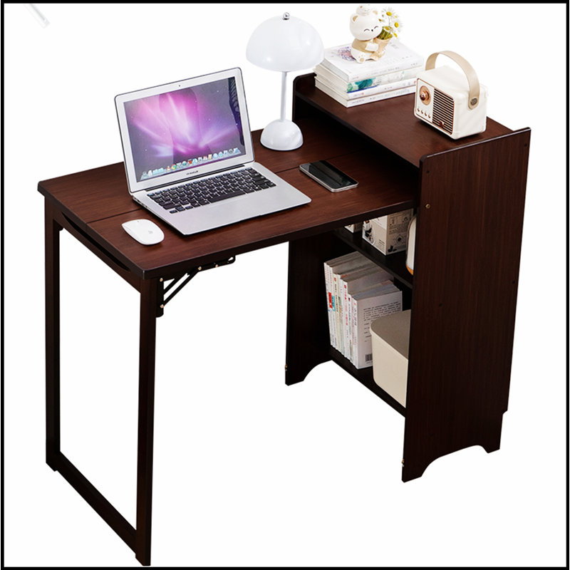 Bureau pliant en bambou, conception pliable pour les petits espaces, bureau d'ordinateur avec rangement caché, style Mid-Century pour le bureau à domicile et la chambre à coucher