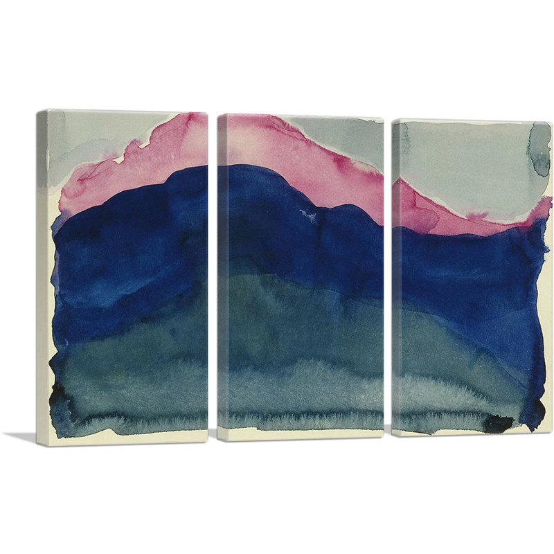 «Pink and Blue Mountain 1916» par Georgia O-Keeffe - ensemble de 3 reproductions d'art sur toiles tendues