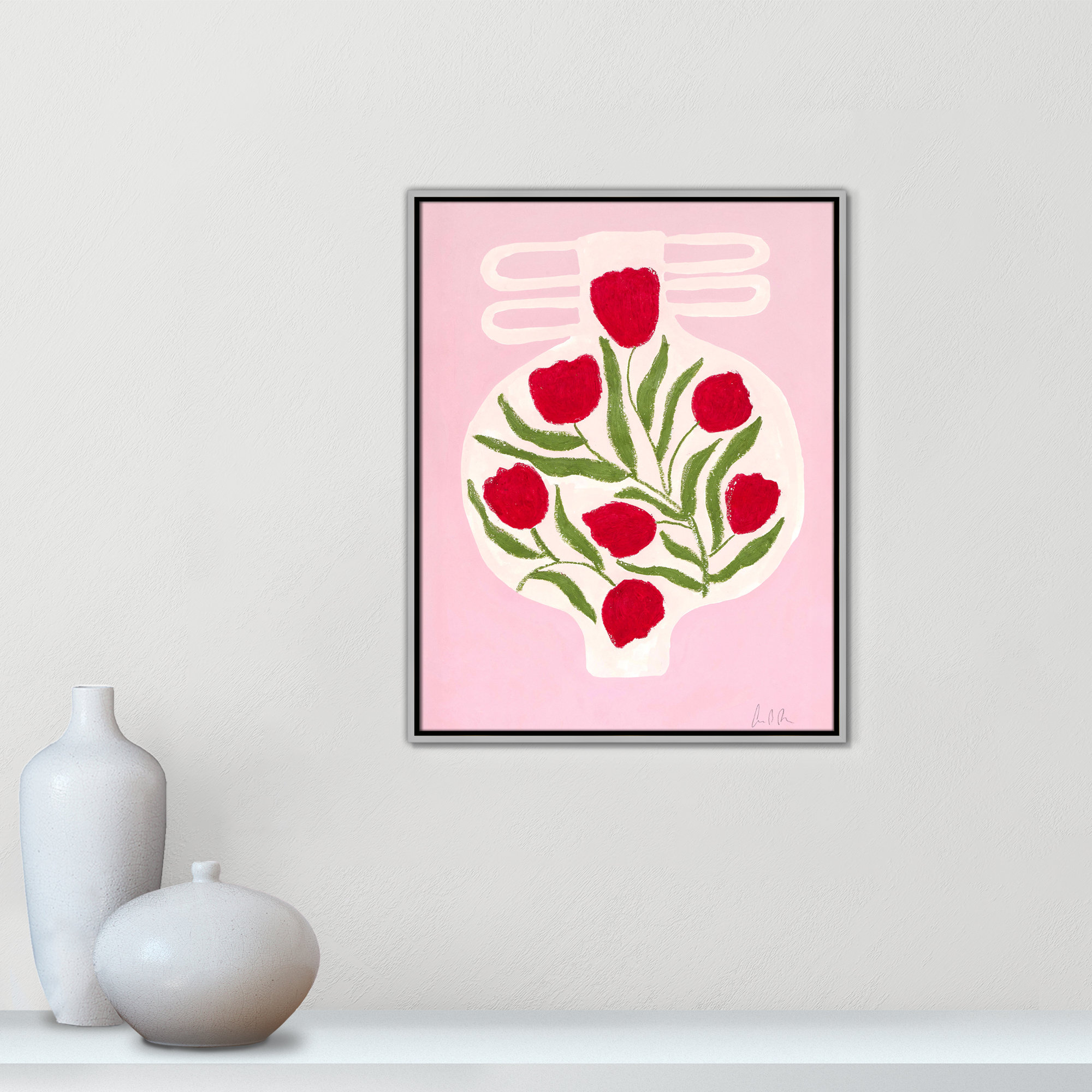 Vase No. 02 Print by Camilla Bergqvist, Silver, 29.5" H x 23.5" W