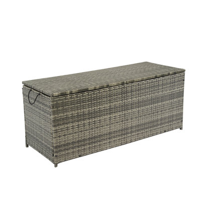 Outdoor Deck Box Storage - 113 Gallon Grey . With Lid. Removable Waterproof Liner, Rust Frame. Ideal For Patio, Poolside, Garden. Patio Bin. With Lightweight , Water Interior. Use