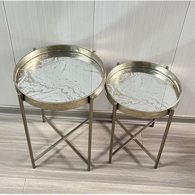 Baccari Tray Top Side Table Set