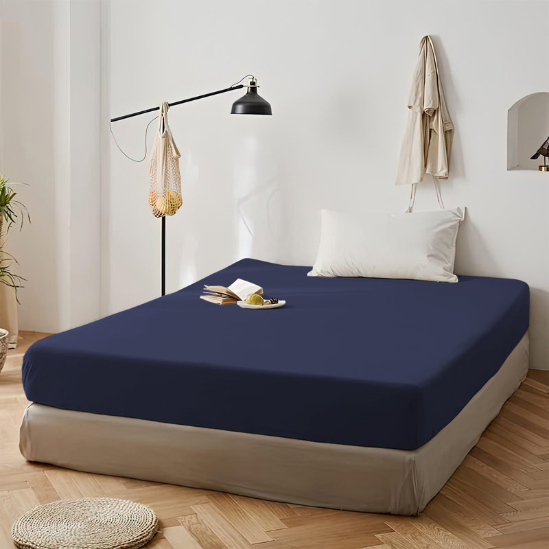 Super Soft Microfiber Deep Pocket Fitted Sheet, Double (4'6), Navy