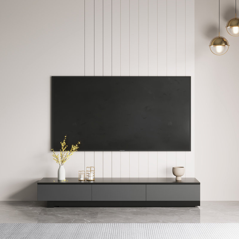 Kesort Extendable TV Stand for TVs up to 85'' with Storage Drawers, Grey/Black