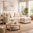 Jimy Sofa Chaise With 4 Pillows, Flared Arms, Jute Beige Nuvella, 91 Inch