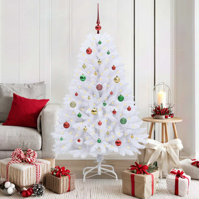4.92' H Lighted Artificial Christmas Tree, Green/Red/Purple/Gold