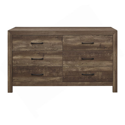 Commode en bois rustique à finition brune avec poignées noires et meubles de style rustique