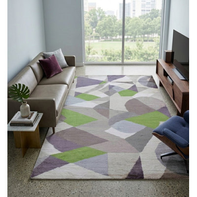Tapis d'intérieur rectangulaire en viscose multicolore noué à la main de qualité supérieure