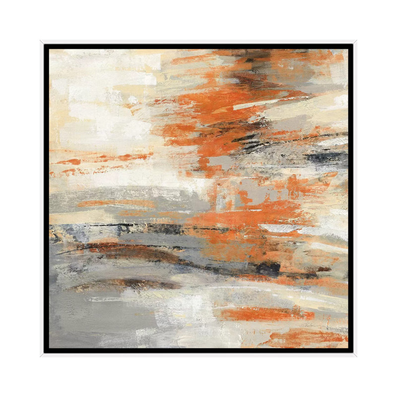 «Golden Dust Crop Orange» par Silvia Vassileva - reproduction d'art, H 18 po x l 18 po, Toile encadrée, Blanc