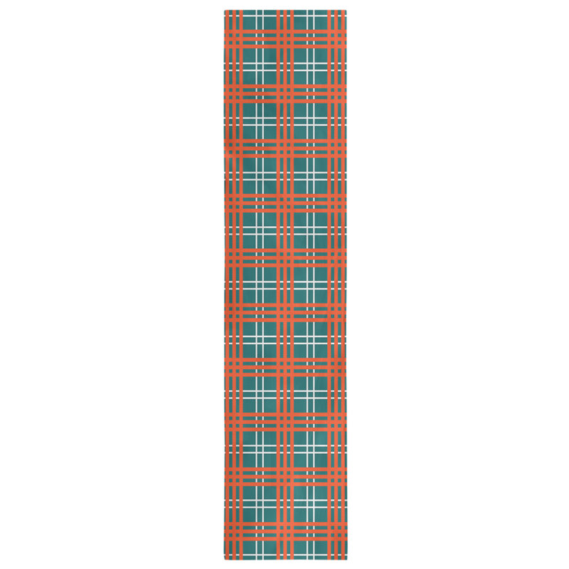Paid Polyester Table Runner, 90" L x 16" W, Aqua/White/Orange
