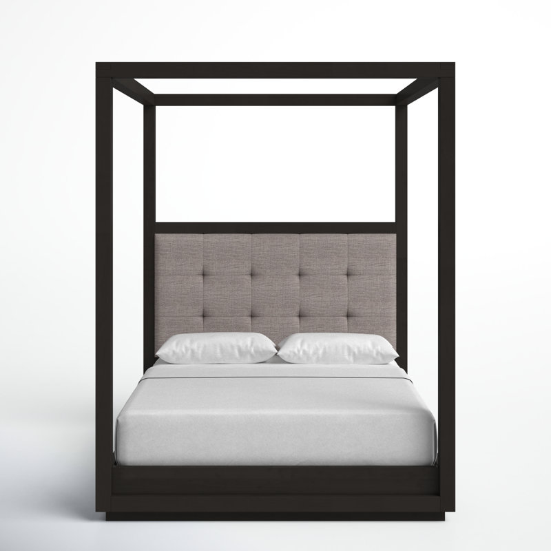 Eloise Upholstered Canopy Bed, Full, Bella Gray