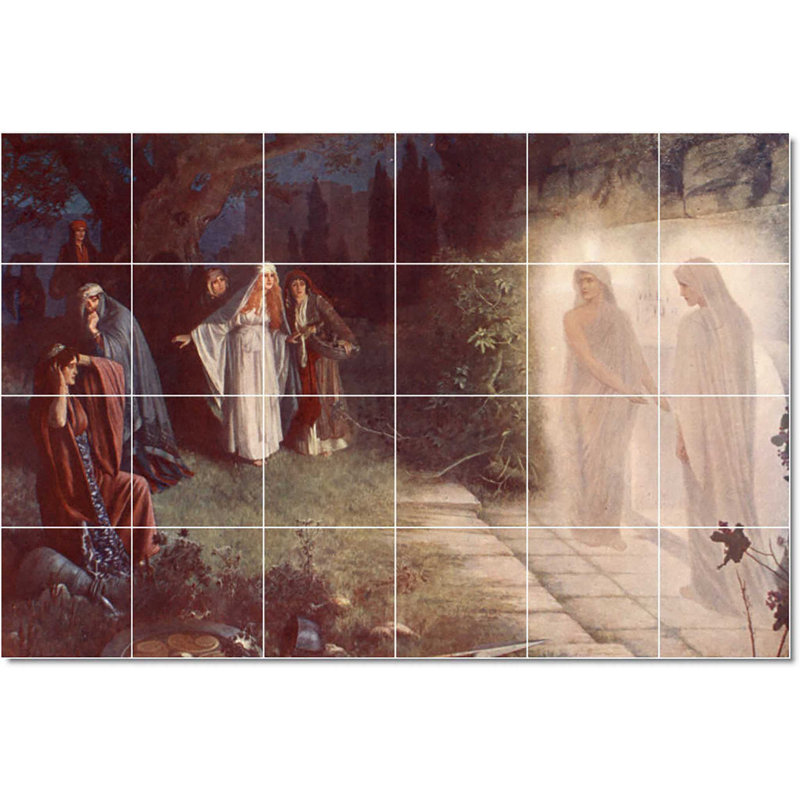 Carrelage mural décoratif en céramique 72 po x 48 po 12 po x 12 po, Peinture religieuse d'Herbert Gustave Schmalz W231