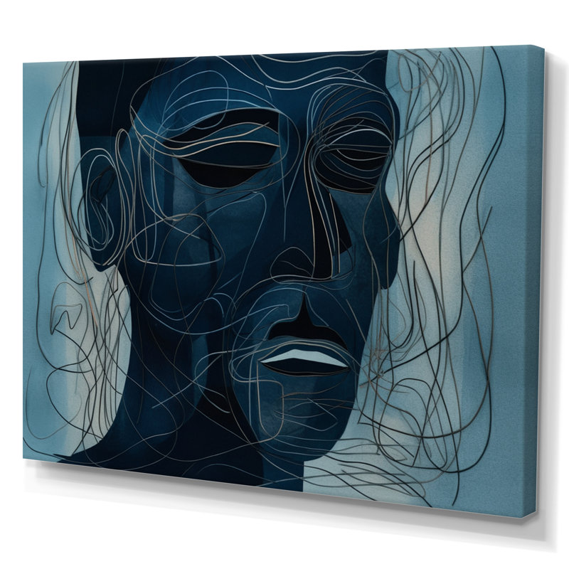 Portrait linéaire d'un homme II sur toile, H 34 po x l 44 po x P 1,5 po, Toile tendue
