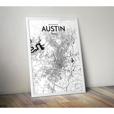 Austin City Map 1 Piece Wall Art