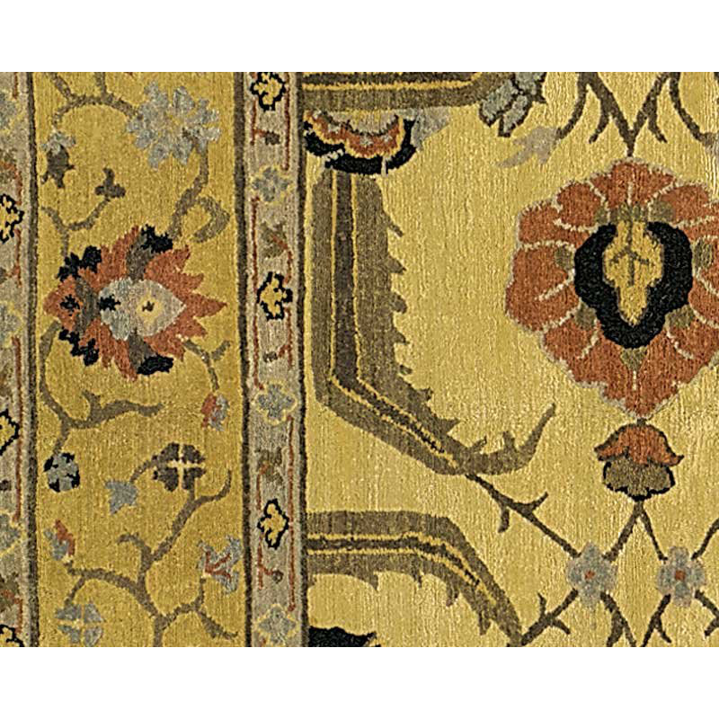 Kilkenny Wool Oriental Area Rug in Beige/Gold, Rectangle 3' x 5'