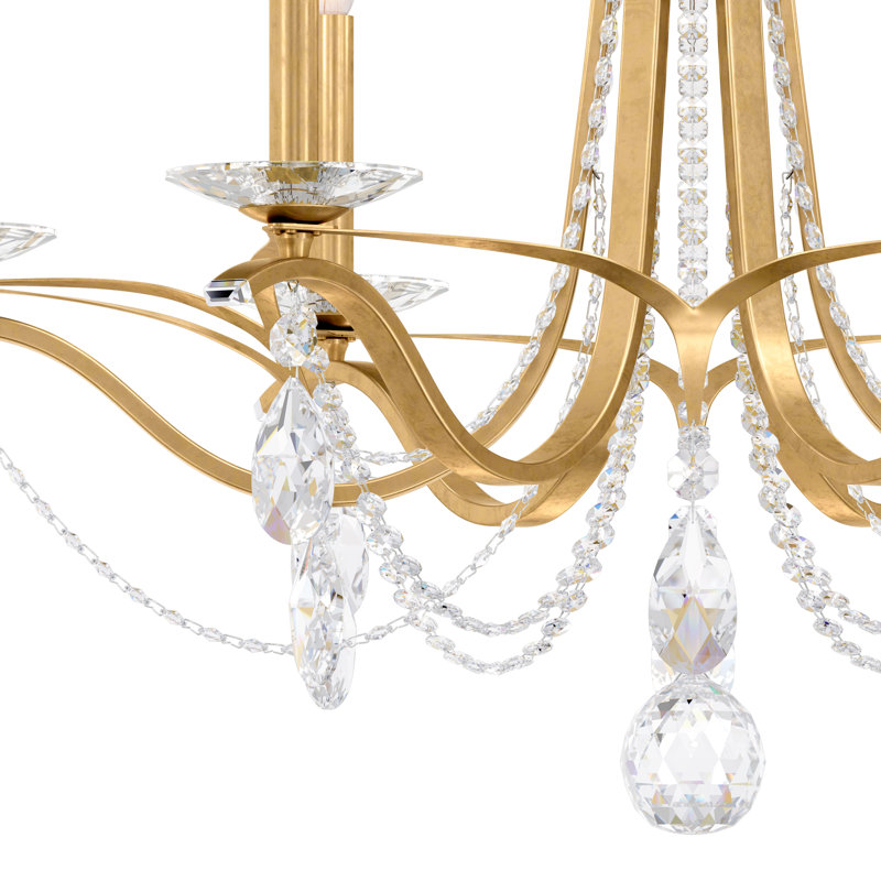 Vesca 6 - Light Chandelier, Heirloom Gold, Clear Heritage Crystal