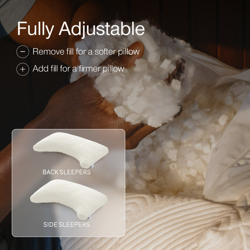 Coop Home Goods Adjustable Latex Crescent Pillow King, Talalay Latex & Microfiber Fill, Ergonomic Shape, Naturally Cooling, Eco-Friendly, Medium Firm Support for Back and Side Sleepers