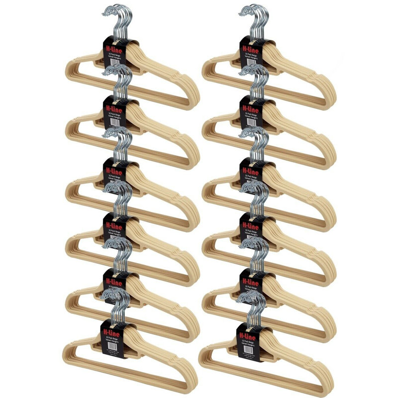 Velvet Standard Hanger for Dress/Shirt/Sweater, Beige