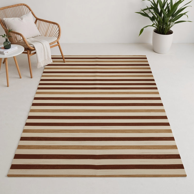 Tapis intérieur / extérieur beige HorizontalStripes, Rectangle 9 pi x 12 pi