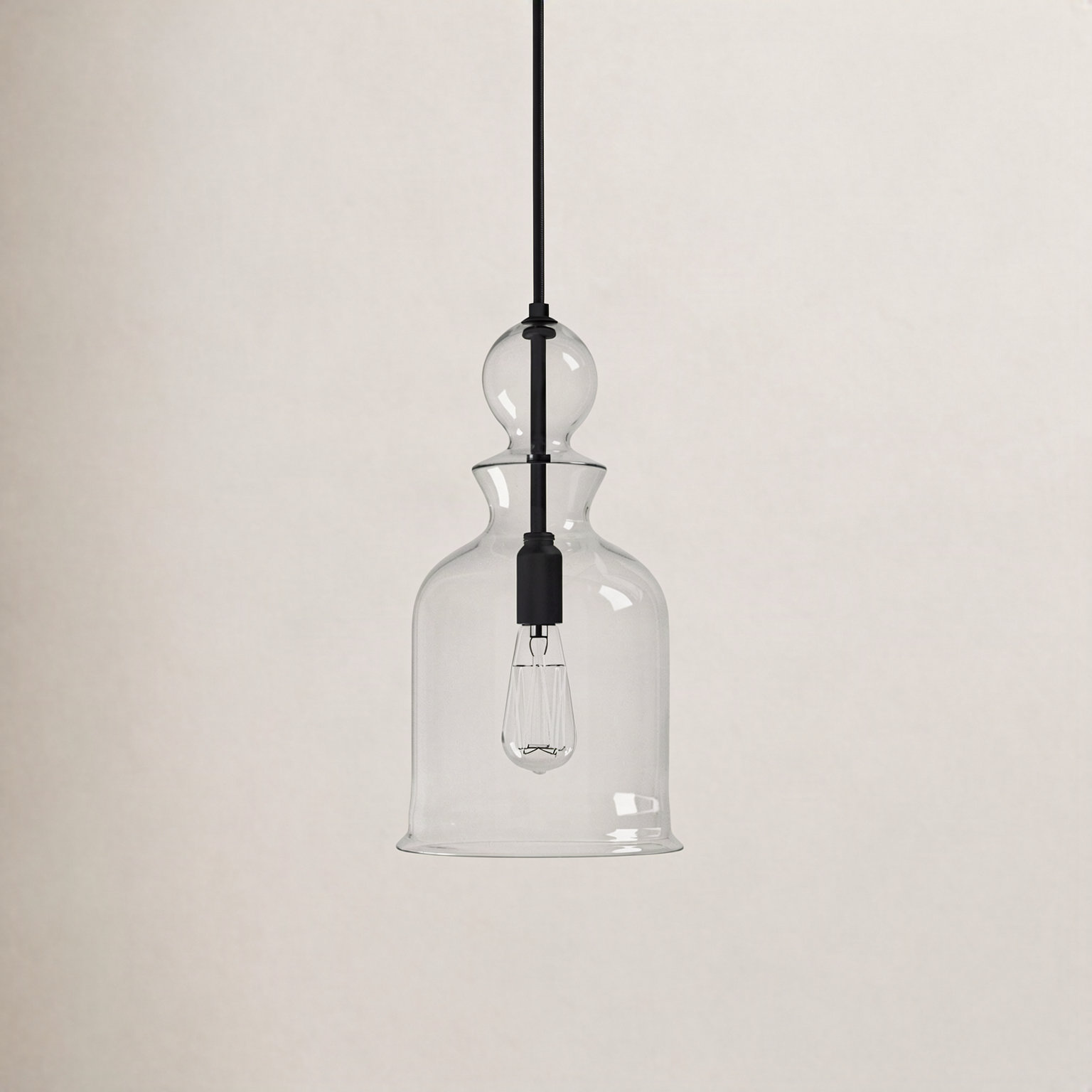 Tilman Single Light Glass Dimmable Pendant, Graphite, Smoke