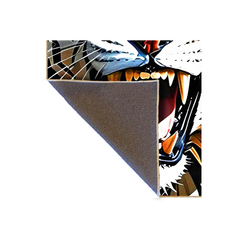 Tapis tissé brun à motif tigre lavable à la machine, Sous-tapis rectangulaire de 3 pi 3 po x 4 pi 11 po