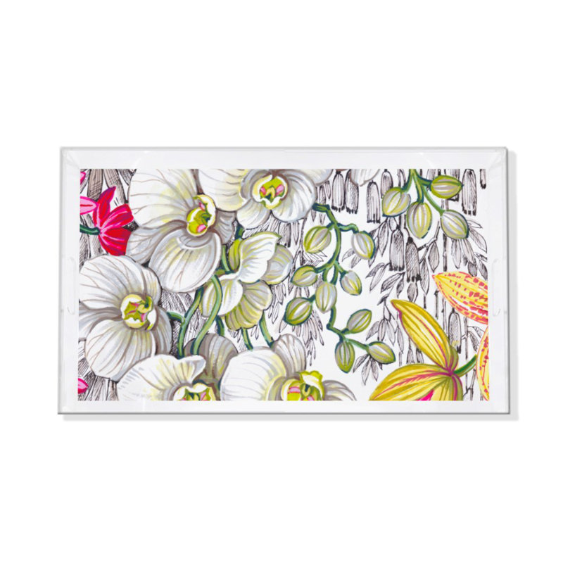 Orchid Phalaenopsis Acrylic Rectangle Decorative Tray