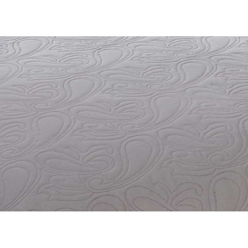 Pesmes Polyester Paisley Bedspread with Pillow Shams, 250 x 250 cm Bedspread - 2 Shams, Silver
