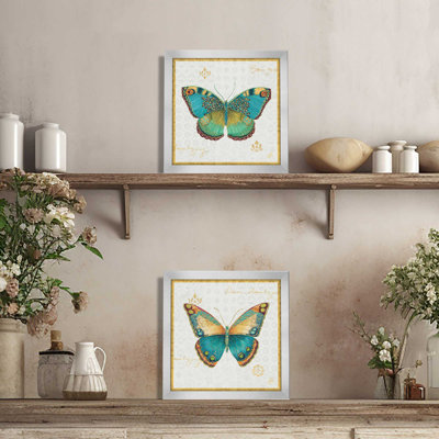 Bohemian Wings Butterfly, ensemble de 2 pièces encadrées sur papier