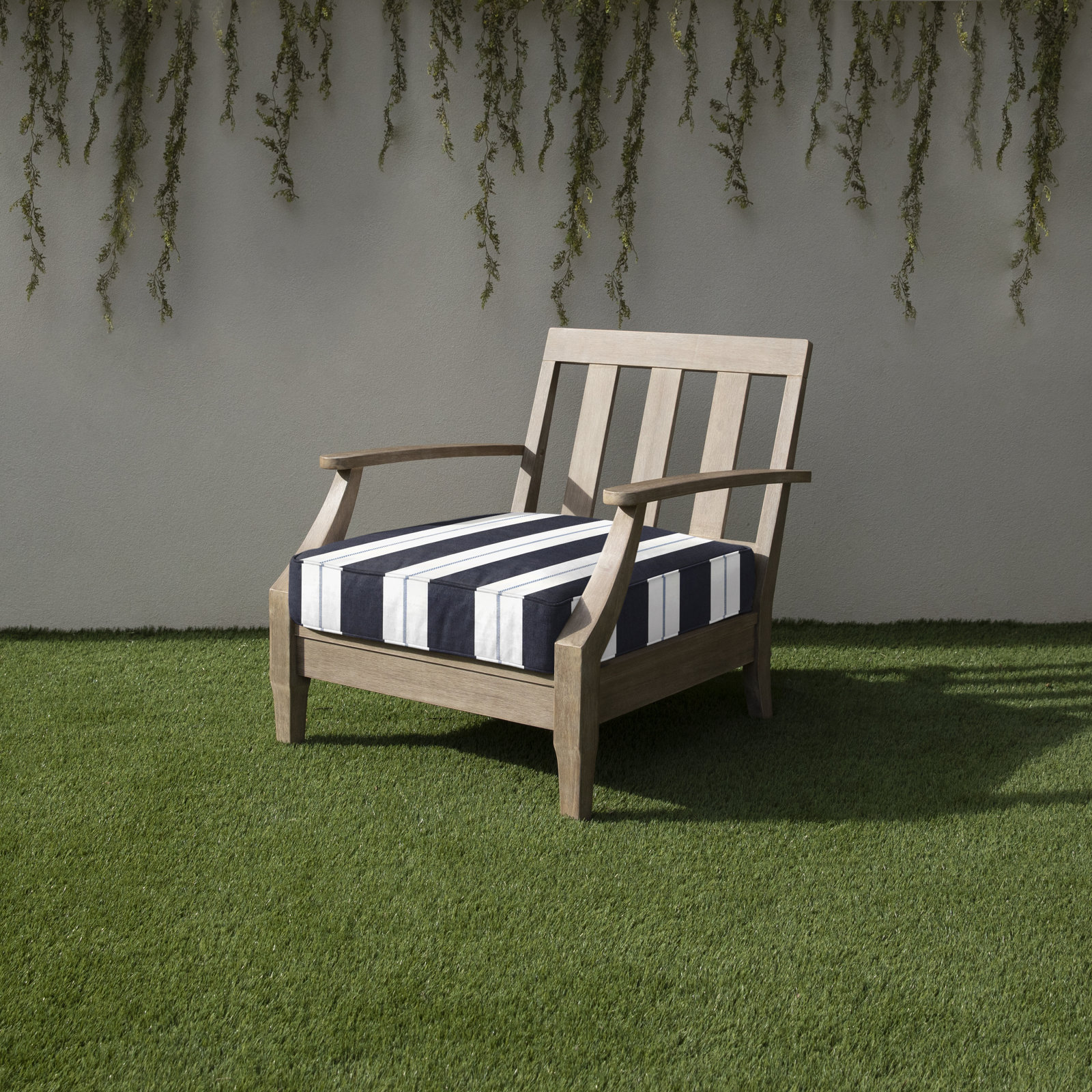Deana 27" Sunbrella® Seat Cushion, Navy Stripe Sunbrella®, 25" W x 25" D