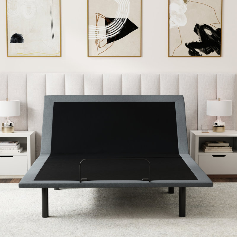 Base de lit ajustable à plateau divisé grand noir et gris Os4 avec fonction de réglage de la position du pied de la tête, système de renfort à une touche Zero Gravity One-Touch, structure de renforcement de la structure très robuste,