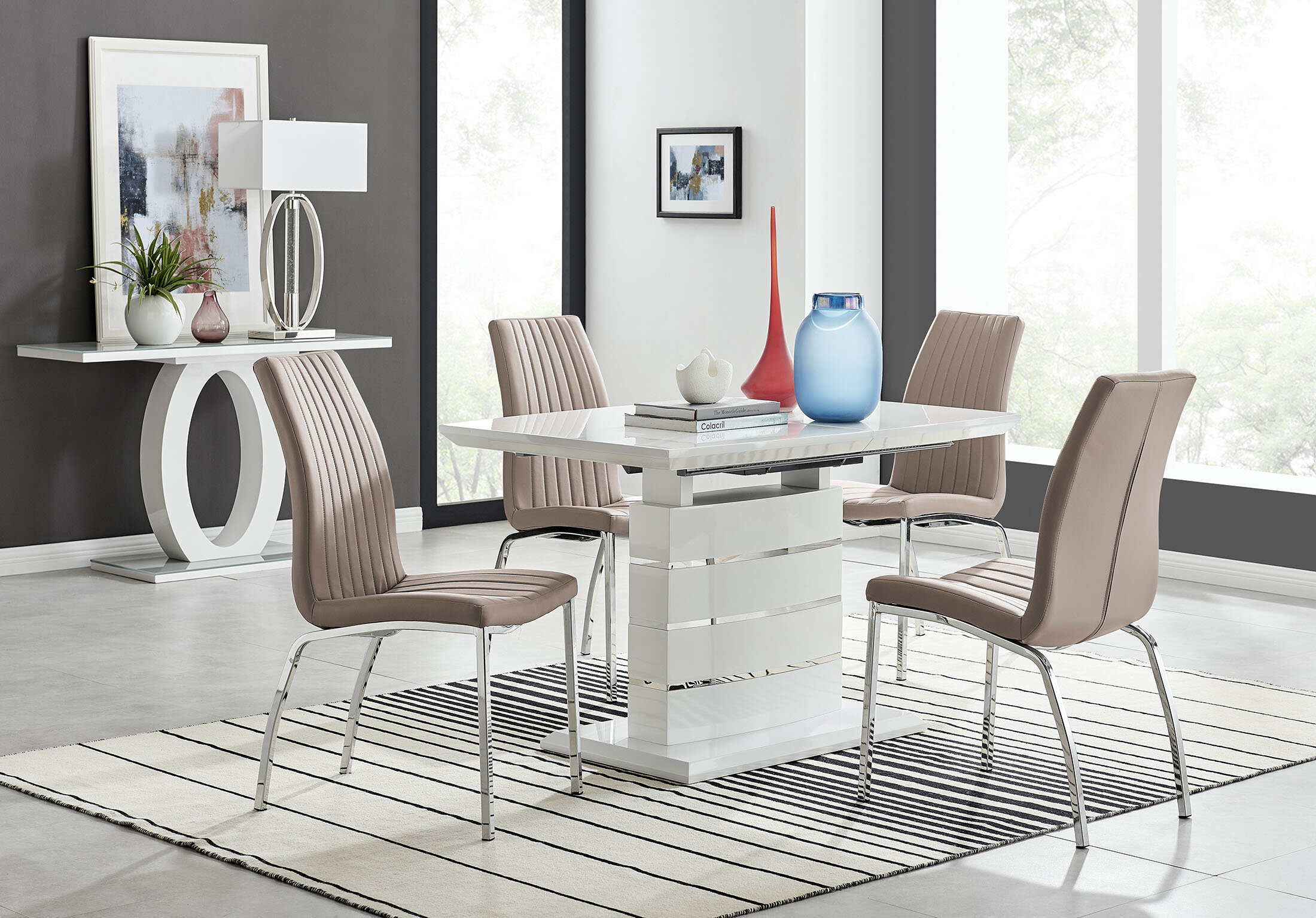 White gloss 4 seater store dining table