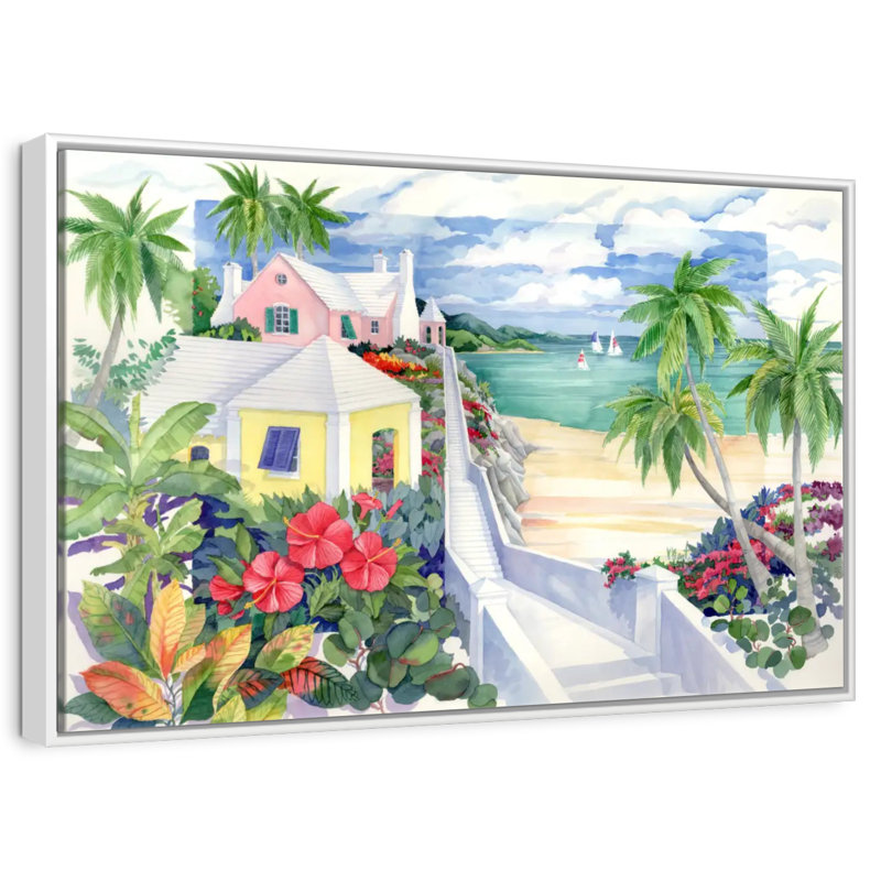 Island Cliff, Cadre flottant blanc, 13 po x 9 po