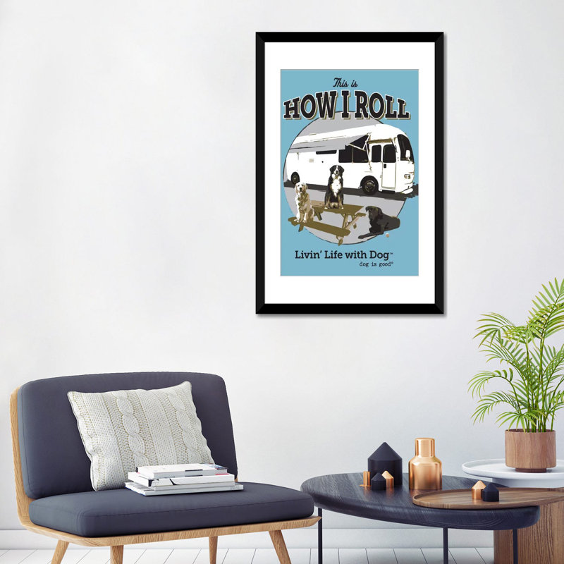 « how i roll rv », reproduction d’impression sur toile, H 24 po x l 16 po x P 1 po, Papier d'art encadré noir, Blanc